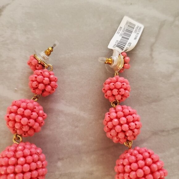 💕 NEW J.Crew Pink Beaded Beads Drop Dangle Earrings 💕 - Picture 6 of 8